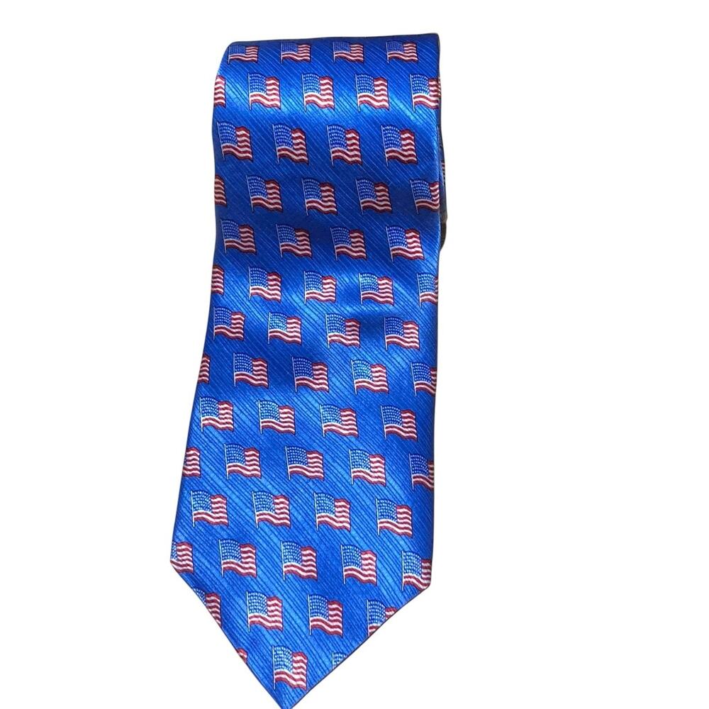 Savile‎ Row Tie Neck Tie Mens American Flags Made In USA All Silk NeckTie